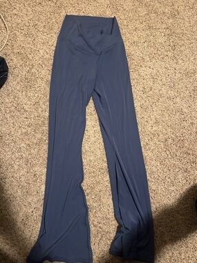 aerie Wide-Leg Flare Pants in Slate Blue